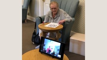 Grimsby care home Residents enjoy a crossword over Zoom